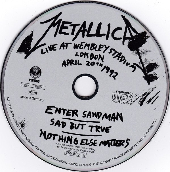 Metallica - Nothing Else Matters (Live At Wembley Stadium London April 20th 1992) (CD Single)