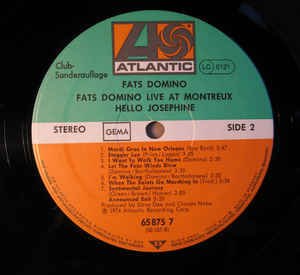 Fats Domino ‎– 'Hello Josephine' Live At Montreux (Vinyl)