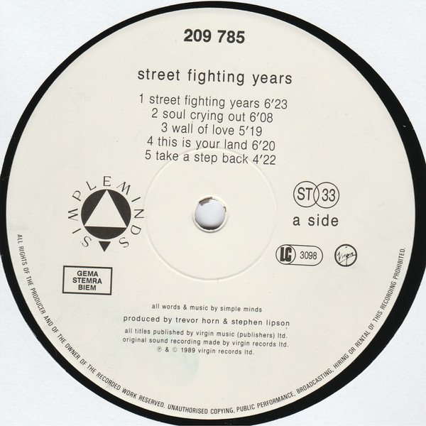 Simple Minds - Street Fighting Years (Vinyl)