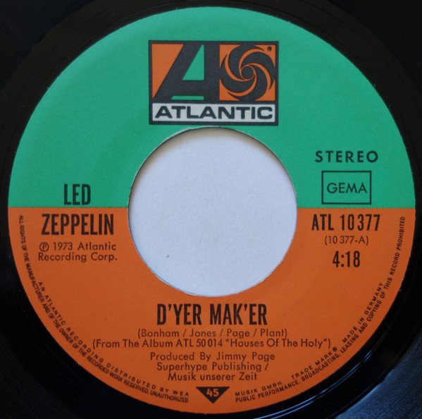 Led Zeppelin - D'yer Mak'er / The Crunge (Vinyl Single)