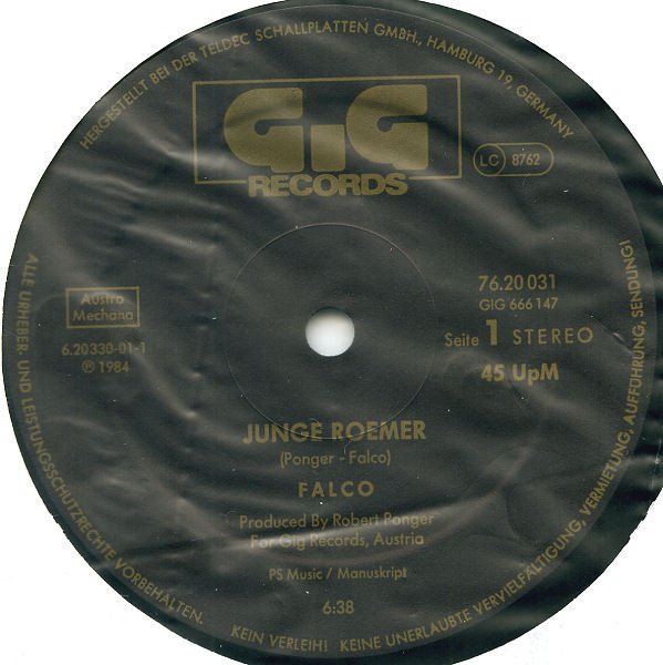 Falco - Junge Roemer (Extended Version) (Vinyl Maxi Single)