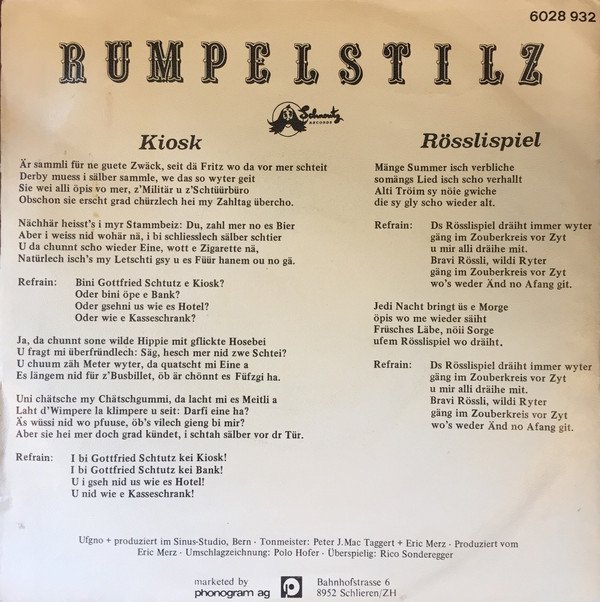 Rumpelstilz ‎– Kiosk / Rösslispiel (Vinyl Single)