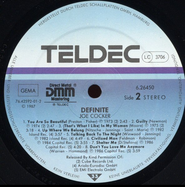 Joe Cocker - Definite. 1964 ~ 1986 (His Greatest Songs) (Vinyl)