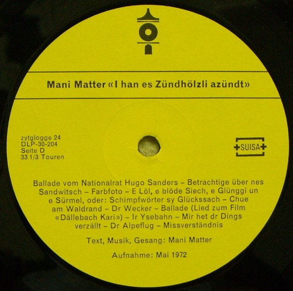 Mani Matter ‎– I Han Es Zündhölzli Azündt (Vinyl)