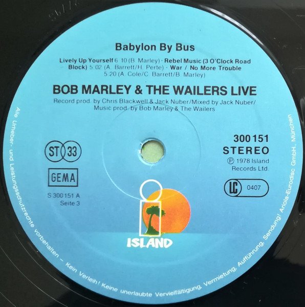 Bob Marley & The Wailers ‎– Babylon By Bus (Vinyl)
