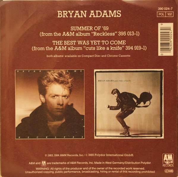 Bryan Adams - Summer Of '69 (Vinyl)