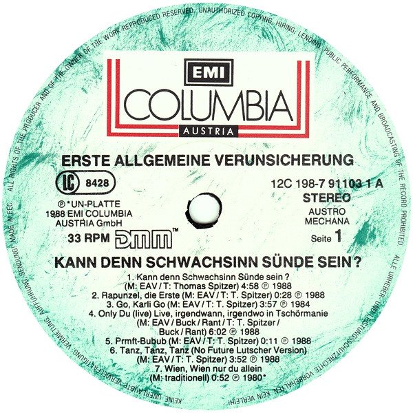 Erste Allgemeine Verunsicherung - Kann Denn Schwachsinn Sünde Sein...? (Vinyl)