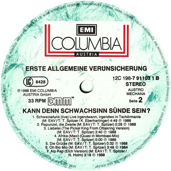 Erste Allgemeine Verunsicherung - Kann Denn Schwachsinn Sünde Sein...? (Vinyl)