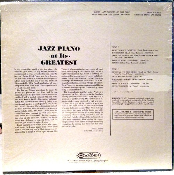 Oscar Peterson / Erroll Garner / Art Tatum - Great Jazz Pianists - (Vinyl)