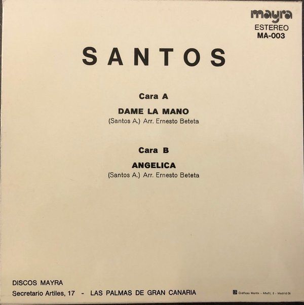 Santos Arrocha ‎- Dame La Mano (Vinyl Single)