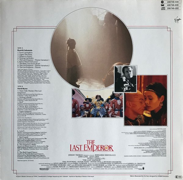 Ryuichi Sakamoto, David Byrne And Cong Su - The Last Emperor (Soundtrack) (Vinyl)