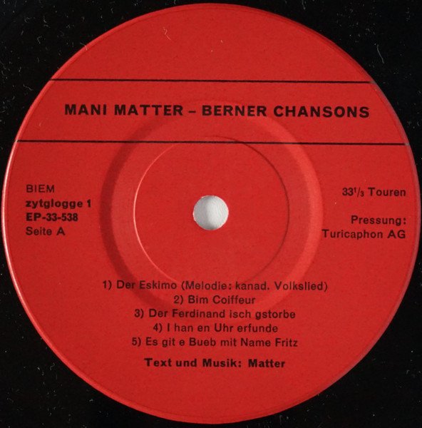 Mani Matter ‎–  I Han En Uhr Erfunde (Vinyl)