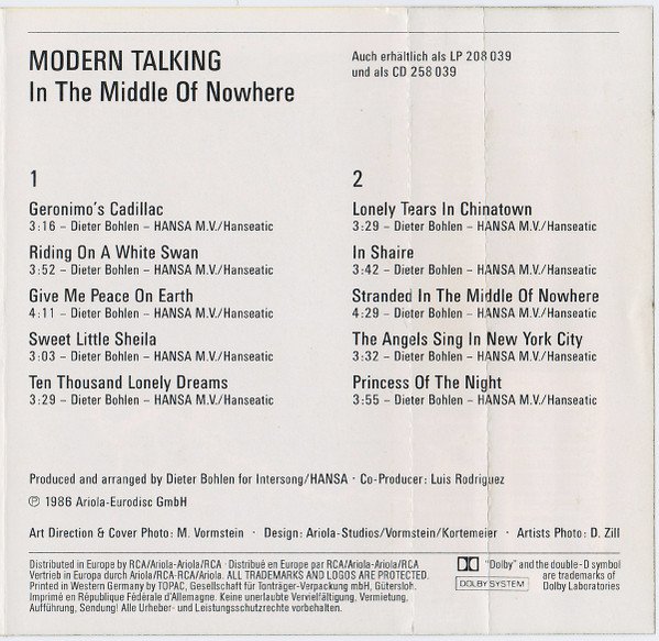 Modern Talking - In The Middle Of Nowhere - The 4th Album (Kassette)