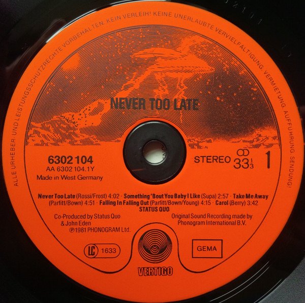 Status Quo - Never Too Late (Vinyl)
