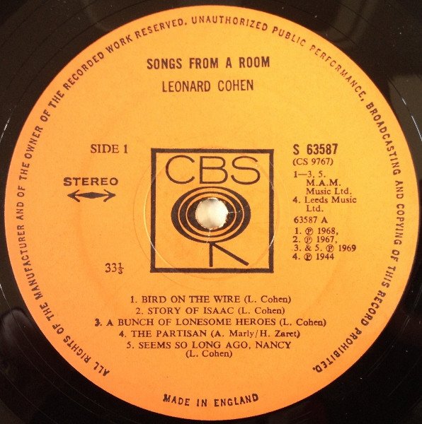 Leonard Cohen - Songs From A Room (Vinyl)