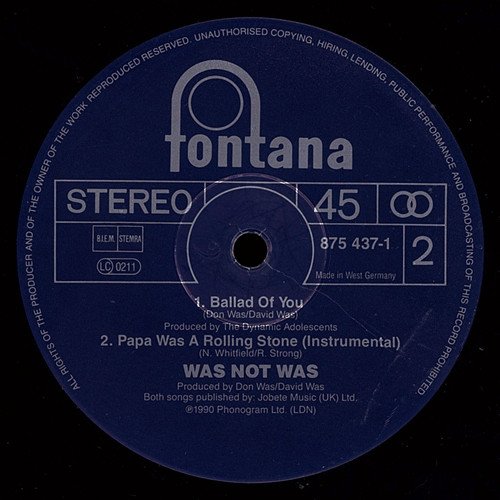 Was (Not Was) - Papa Was A Rolling Stone (Vinyl Maxi Single)