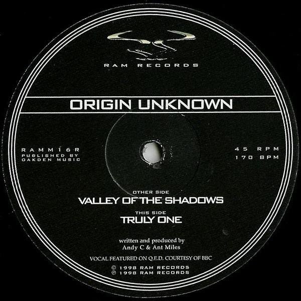 Origin Unknown - Valley Of The Shadows / Truly One (Vinyl Maxi Single)