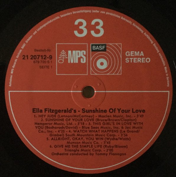 Ella Fitzgerald - Sunshine Of Your Love (Vinyl)