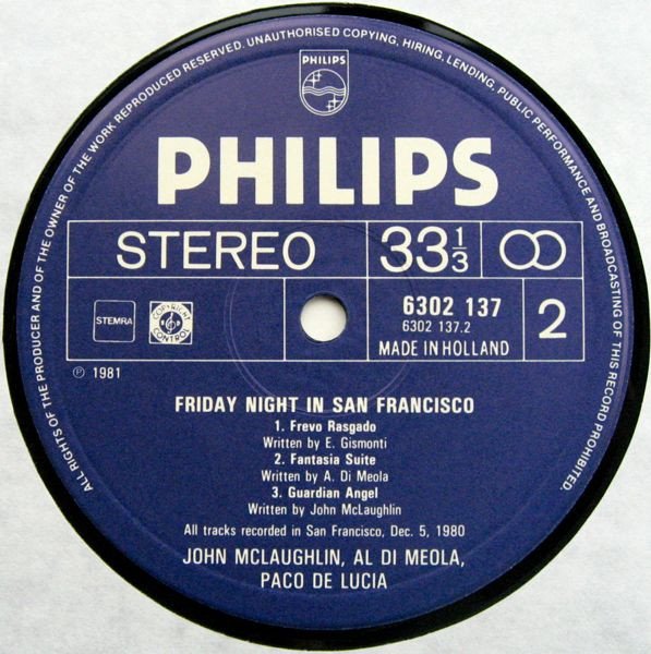 Al Di Meola / John McLaughlin / Paco De Lucia - Friday Night In San Francisco (Vinyl)