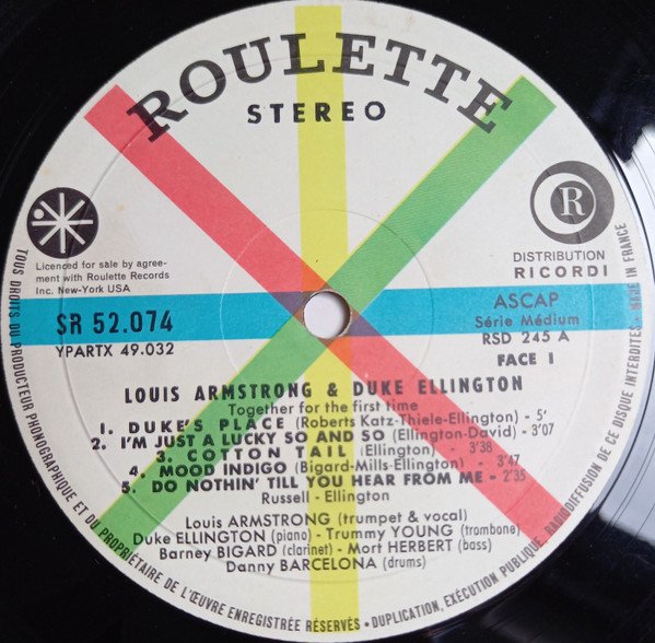Louis Armstrong  & Duke Ellington - Recording Together For The First Time (Vinyl)