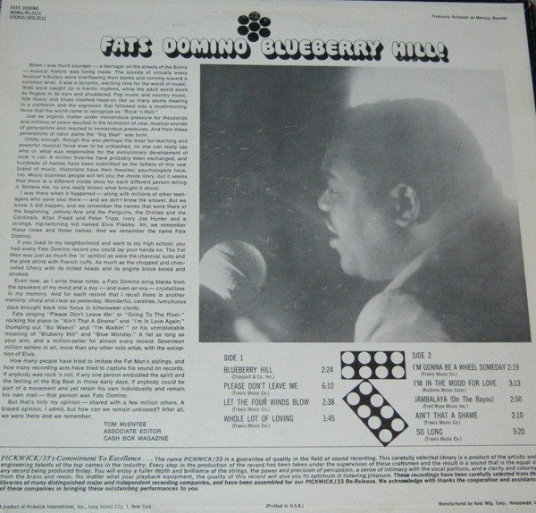Fats Domino ‎– Blueberry Hill (Vinyl)