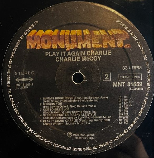 Charlie McCoy - Play It Again Charlie (Vinyl)