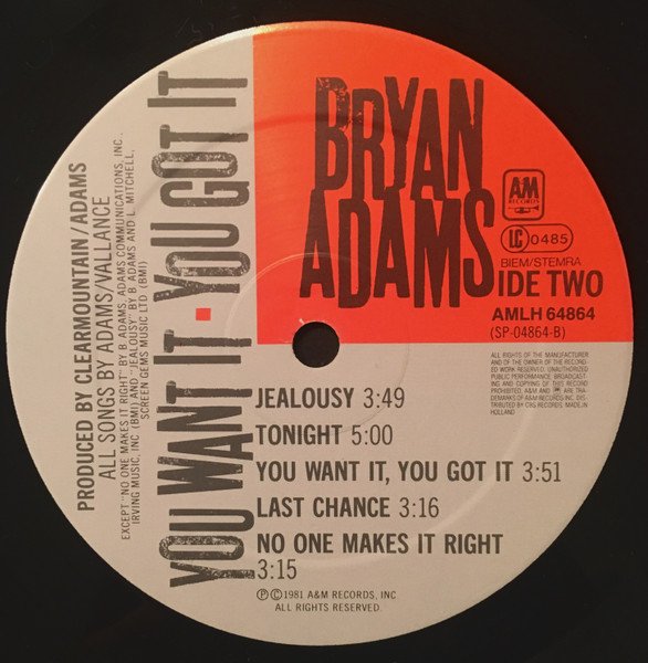 Bryan Adams - You Want It, You Got It (Vinyl)
