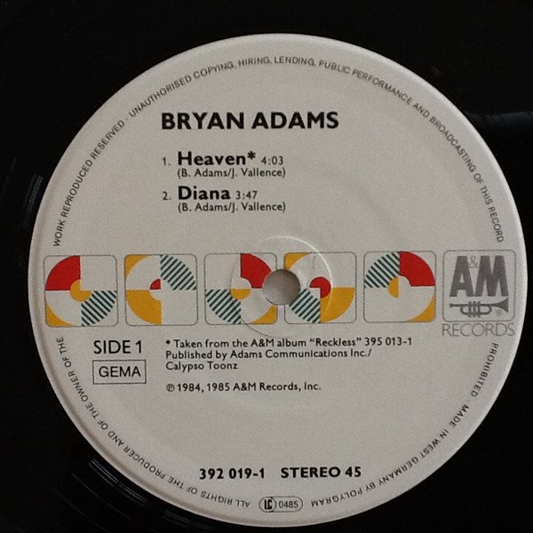Bryan Adams - Heaven (Vinyl Maxi Single)