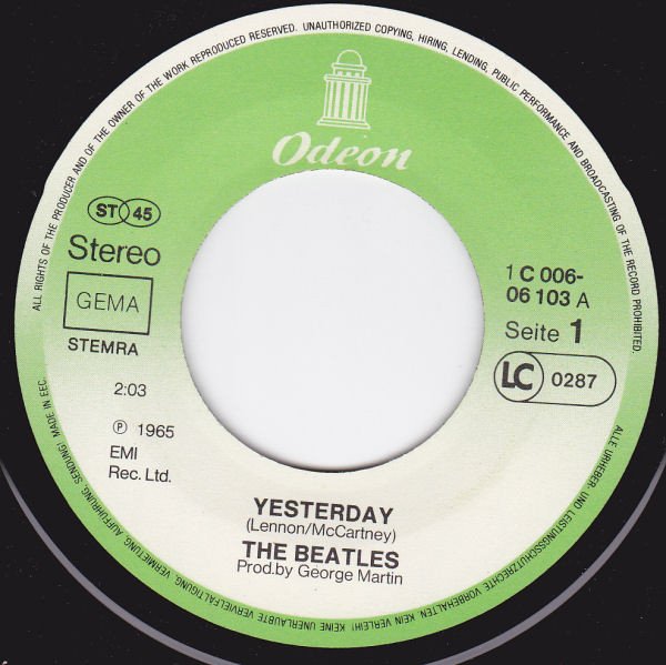 Beatles - Yesterday / I Should Have Known Better (Vinyl Single)