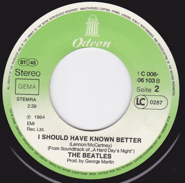 Beatles - Yesterday / I Should Have Known Better (Vinyl Single)