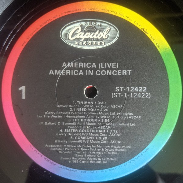 America - America In Concert (Vinyl)