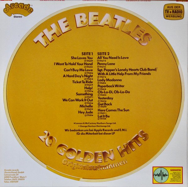 Beatles - 20 Golden Hits (Vinyl)