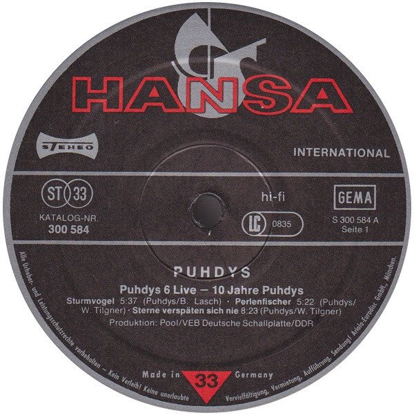 Puhdys ‎- Puhdys 6 Live (Vinyl)