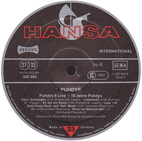 Puhdys ‎- Puhdys 6 Live (Vinyl)