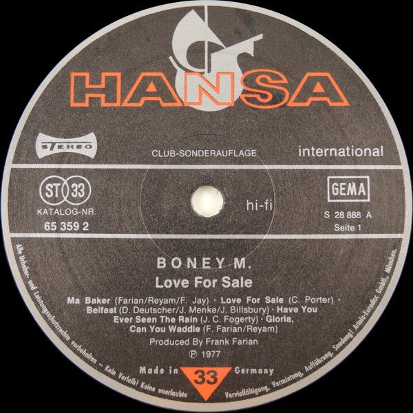 Boney M. - Love For Sale (Vinyl)