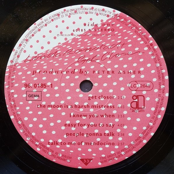 Linda Ronstadt - Get Closer (Vinyl)