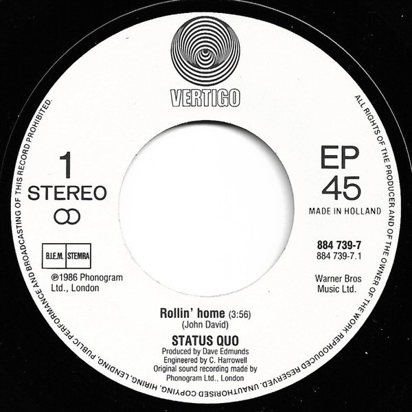 Status Quo - Rollin' Home (Vinyl Single)