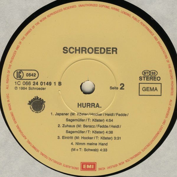 Schroeder Roadshow - Hurra (Vinyl)
